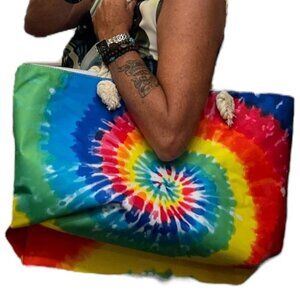 Isla Bonita Canvas Tote Rainbow Swirl -NWT
